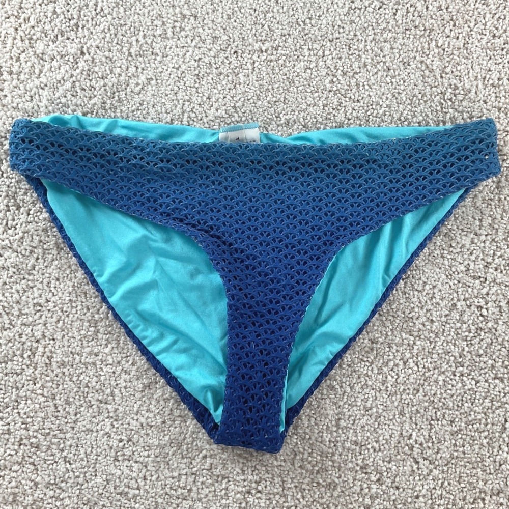 Trina Turk Womens Blue Crochet Bikini Bottom Swimwear Size 6 NEW